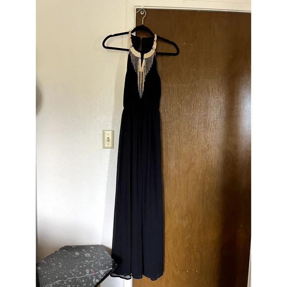 H&M Black Collar Necklace Halter Maxi Dress, Women's Size 4 - Picture 1 of 1